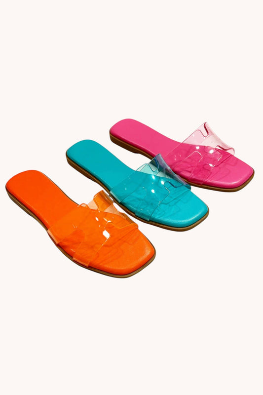 CONCEPT-97 MODERN VIBRANT JELLY STRAP SLIDE FLAT SANDALS