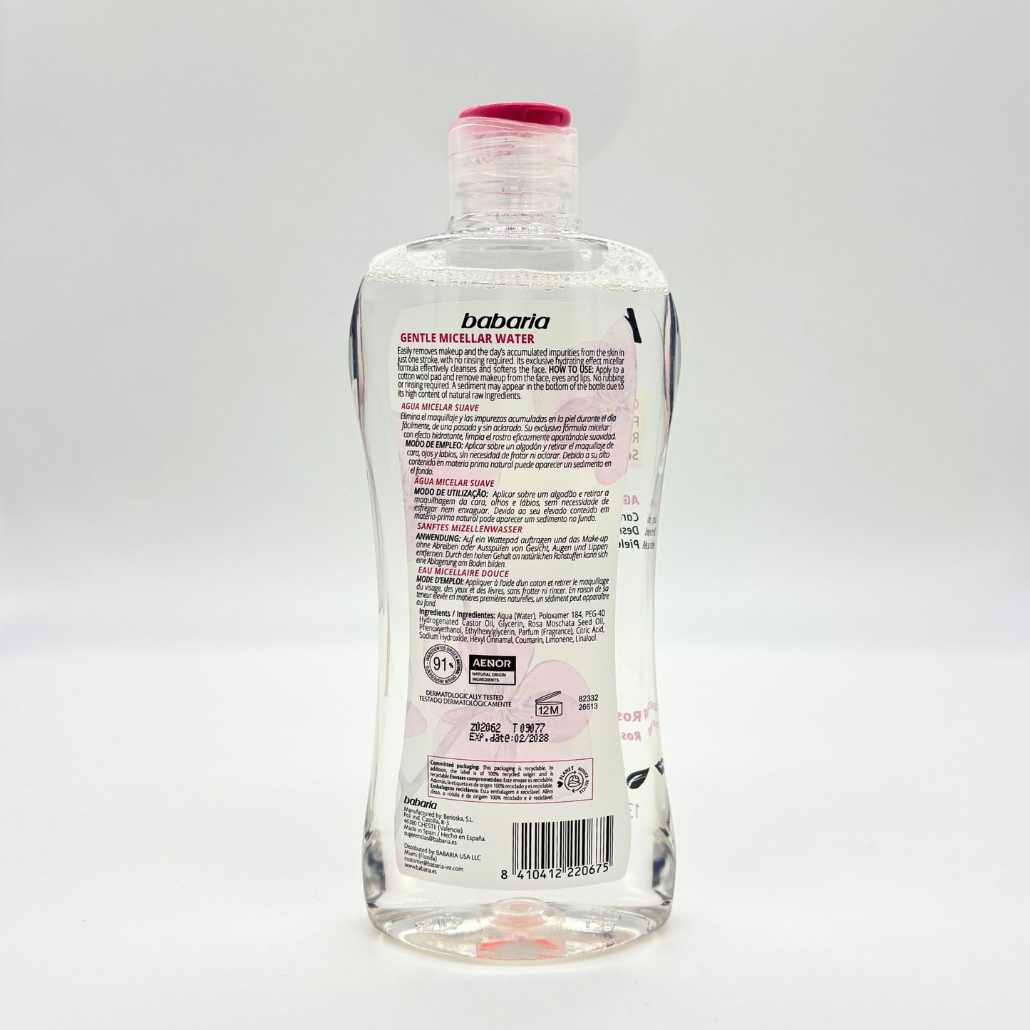 BABARIA AGUA MICELAR SUAVE ROSA MOSQUETA 13.5 OZ