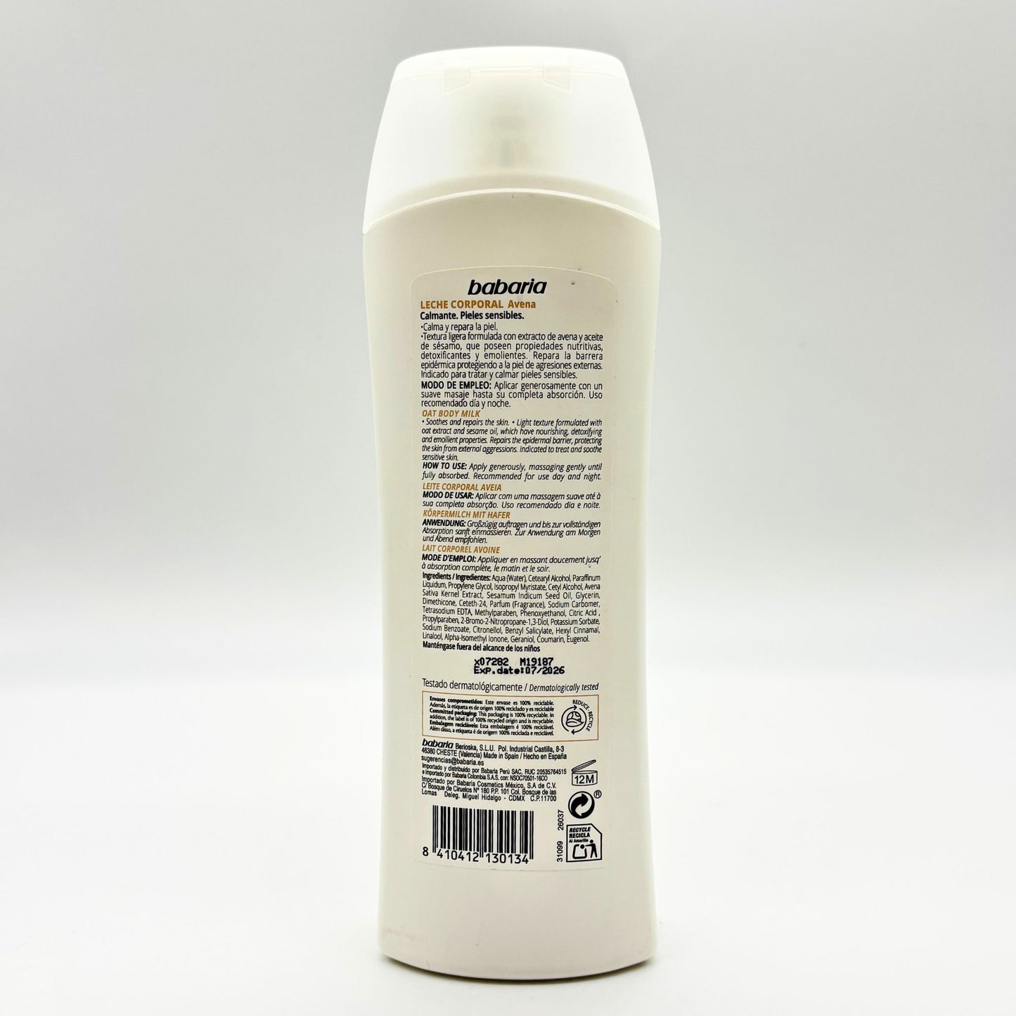 BABARIA AVENA BODY MILK 13.5 OZ