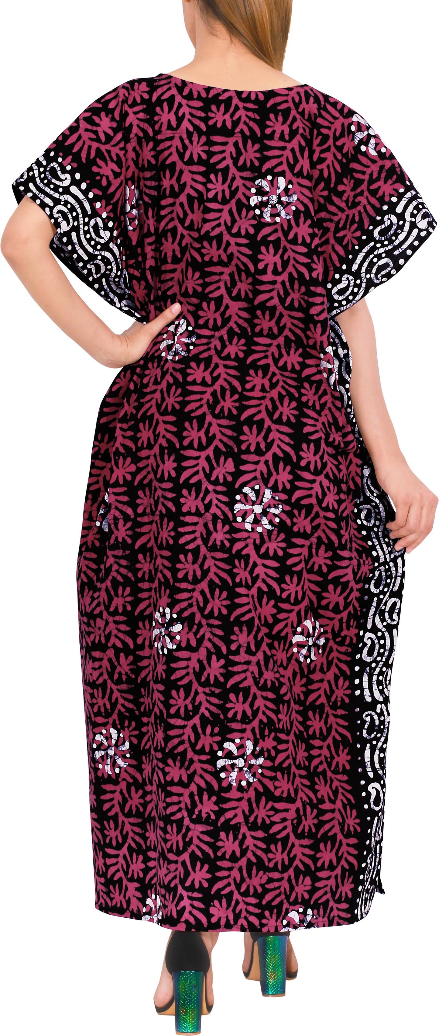 LA LEELA Women Plus Size Caftan Maxi 3X-4X Pink-A18