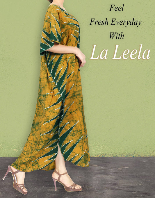LA LEELA Women's Plus Size Boho Batik Caftan Long 133311