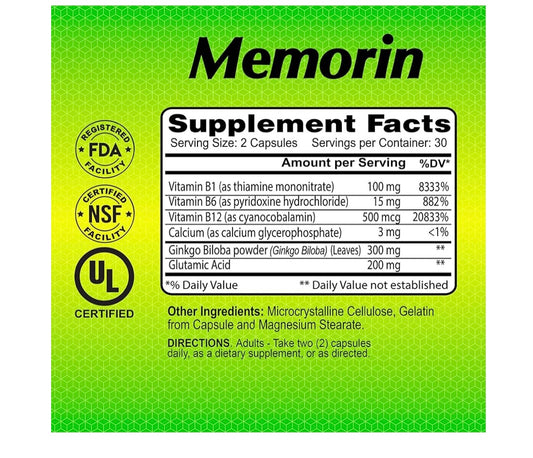 ALFA MEMORIN B1, B6, B12, CALCIO, GINKGO BILOBA Y ÁCIDO GLUTAMÍNICO