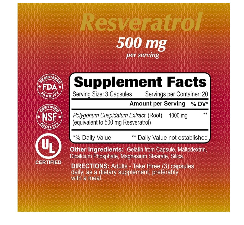 ALFA RESVERATROL 500 MG 60 CAP