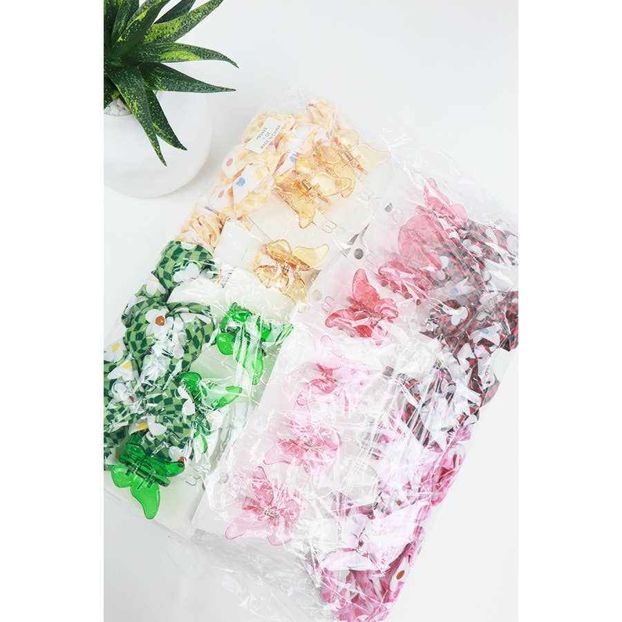 Flower Scrunchi Butterfly Clip Set