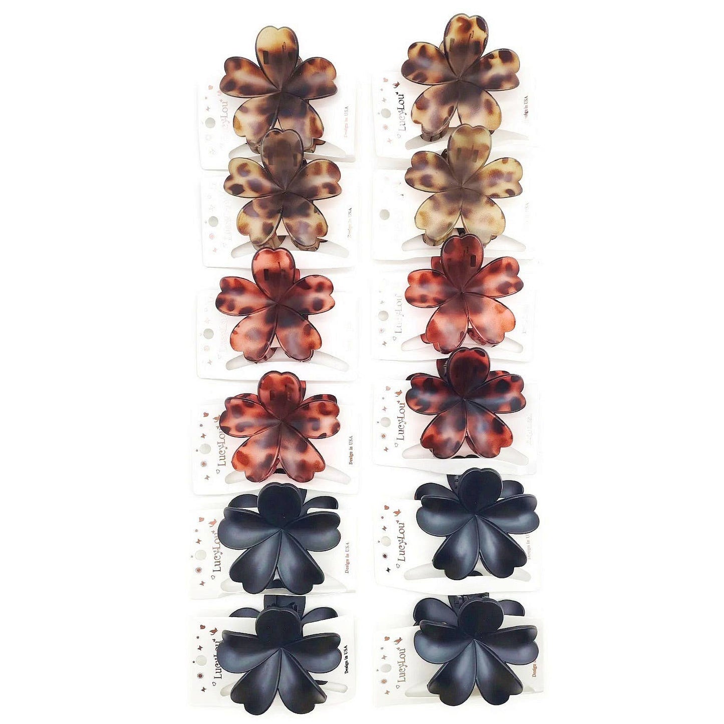 12pk Matte Leopard Flower Hair Claw Clip