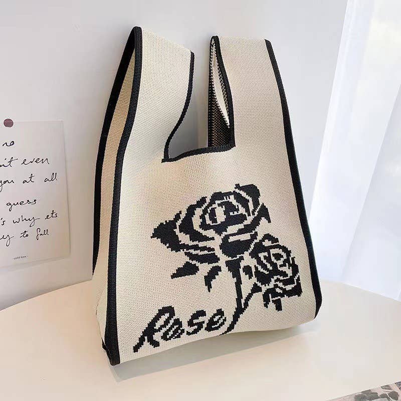 Handmade Knit Handbag for Women Mini Knot Casual Wrist Bag