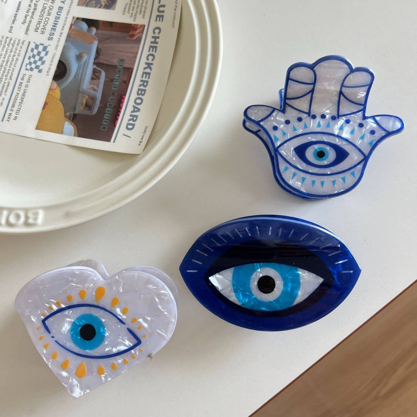 Hamsa Hand & Heart Evil Eye Design Hair Clip
