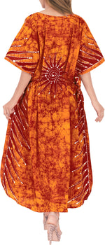 HAPPY BAY Women Fit Caftan Maxi 1X-2X Orange, Spikes