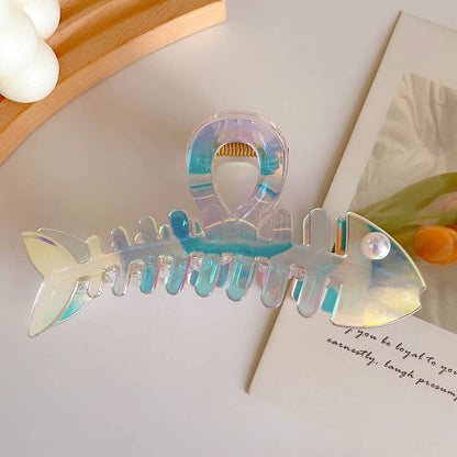 IRIDESCENT FISHBONE CLAW CLIP