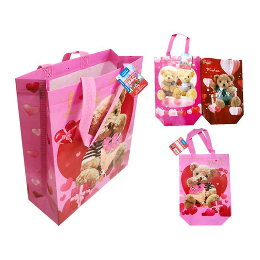 Teddy Bear Reusable Gift Bag 10" x 12" x 4.2" 3 Assorted