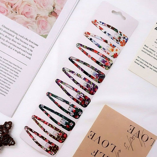 12pk Floral Theme Hair Barrettes Pin