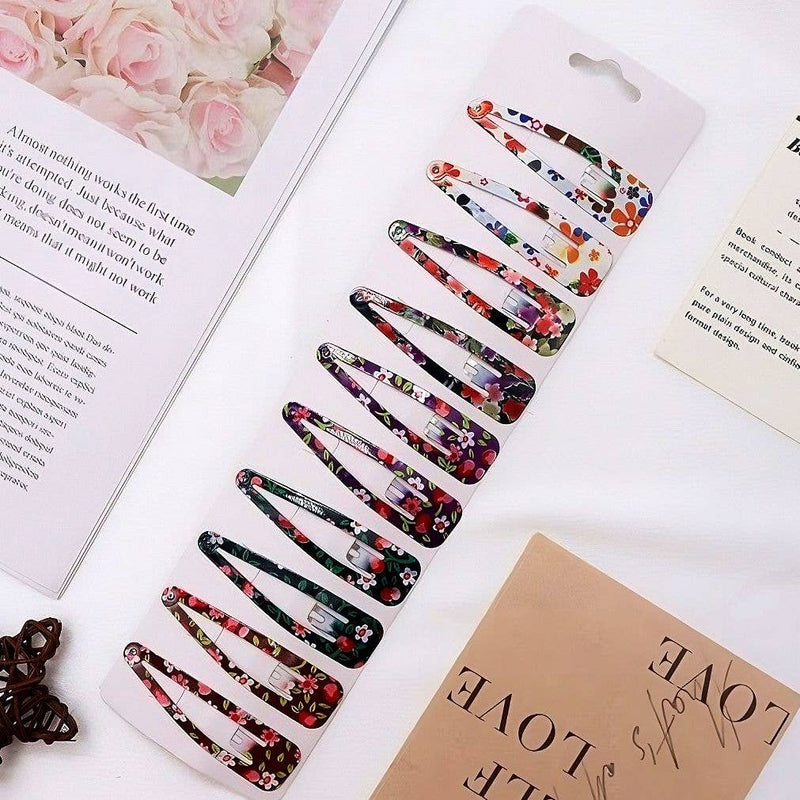 12pk Floral Theme Hair Barrettes Pin