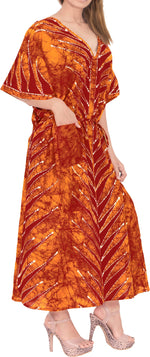 HAPPY BAY Women Fit Caftan Maxi 1X-2X Orange, Spikes