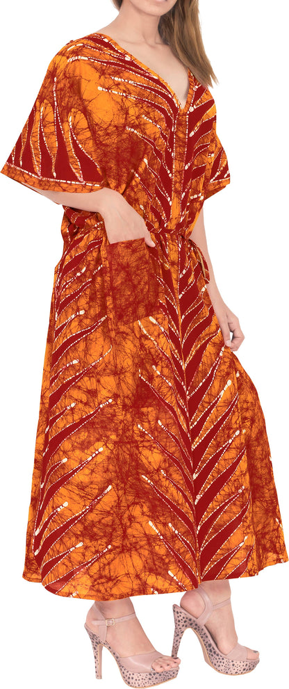 HAPPY BAY Women Fit Caftan Maxi 1X-2X Orange, Spikes