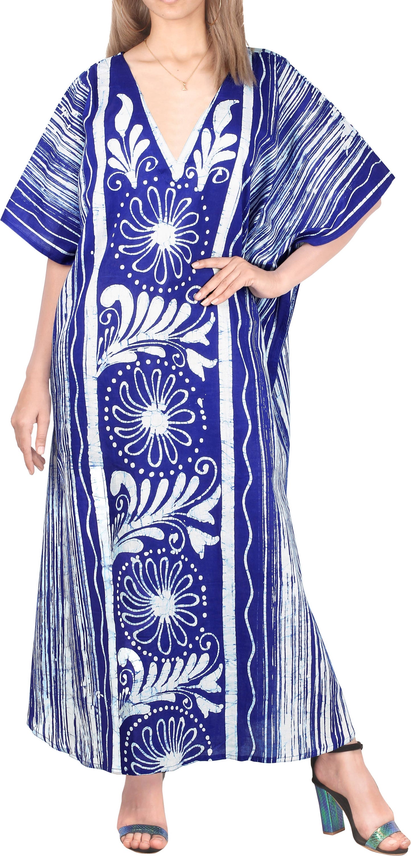 LA LEELA Women's Loose Batik Caftan Evening Gown 135431