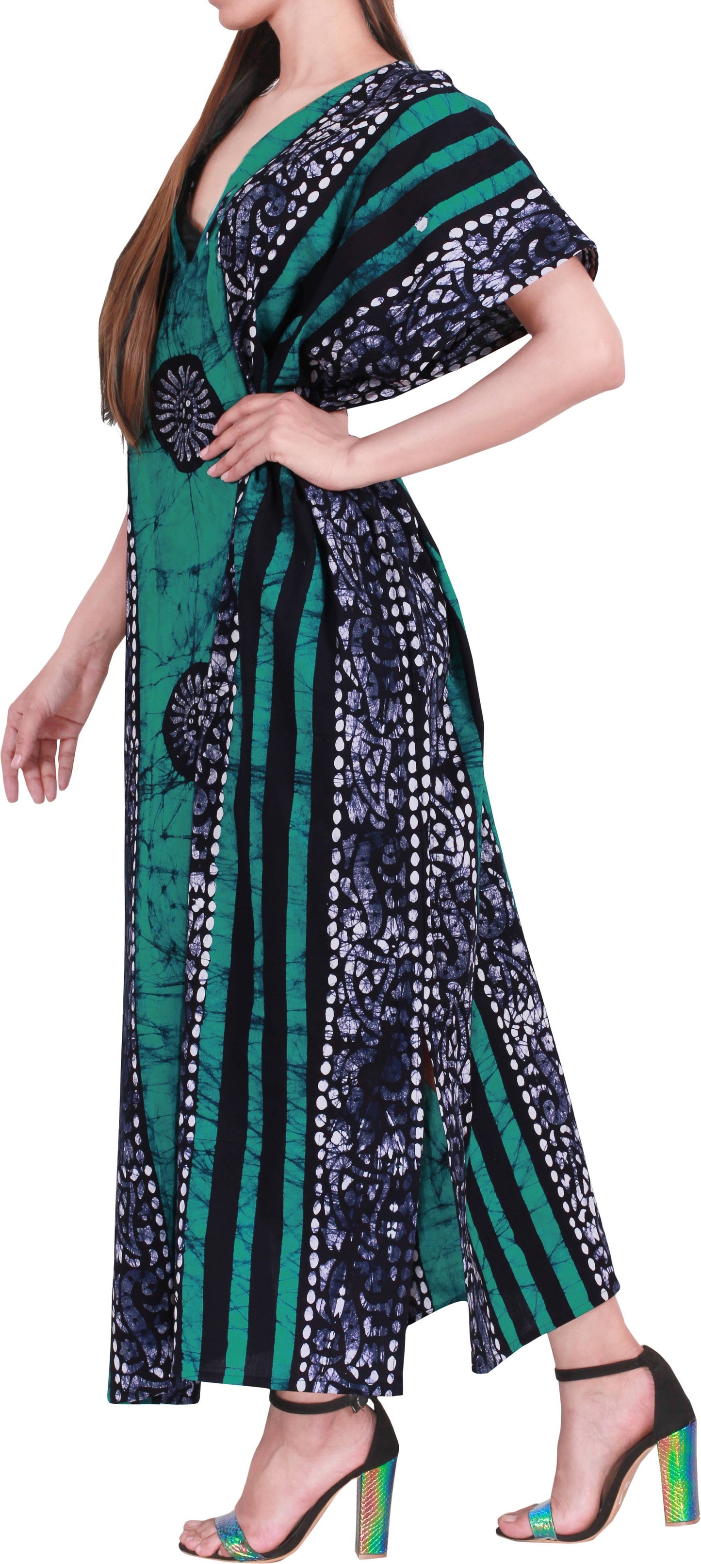 LA LEELA Women's Caftan Maxi Robe 3X-4X Sea Green-A30