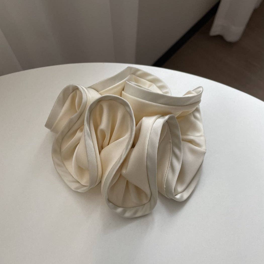 GIFTY - Solid Color Satin Scrunchie with Ruffle Detail