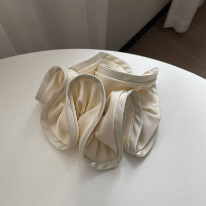 GIFTY - Solid Color Satin Scrunchie with Ruffle Detail