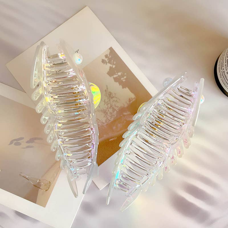 IRIDESCENT FISHBONE CLAW CLIP