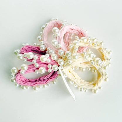 PINK PEARL HAIR TIES (SET OF 6)