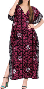 LA LEELA Women Plus Size Caftan Maxi 3X-4X Pink-A18
