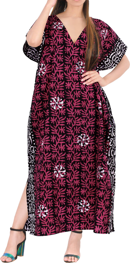 LA LEELA Women Plus Size Caftan Maxi 3X-4X Pink-A18