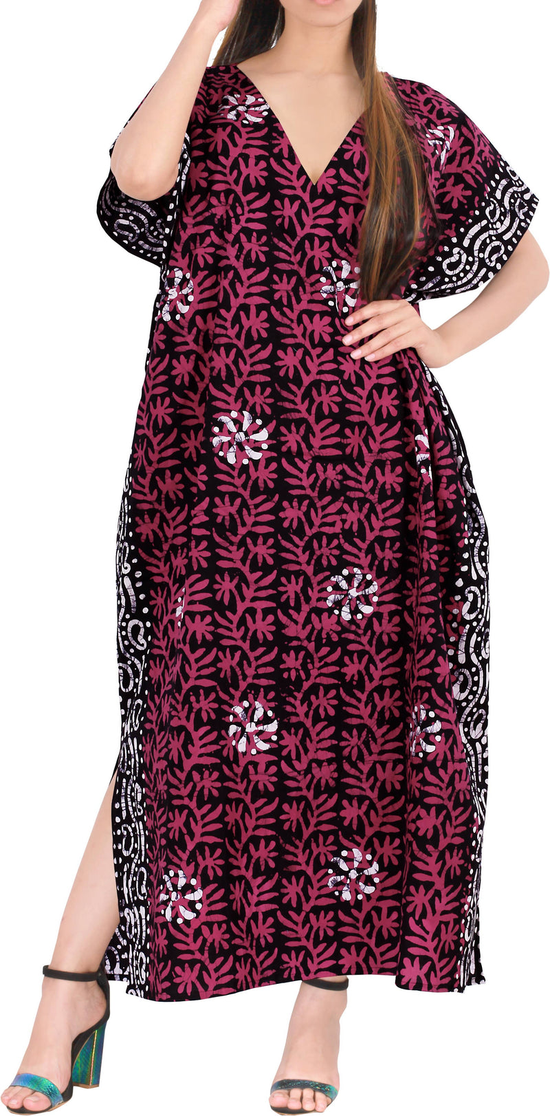 LA LEELA Women Plus Size Caftan Maxi 3X-4X Pink-A18