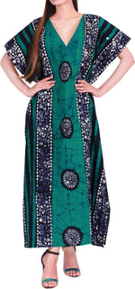LA LEELA Women's Caftan Maxi Robe 3X-4X Sea Green-A30