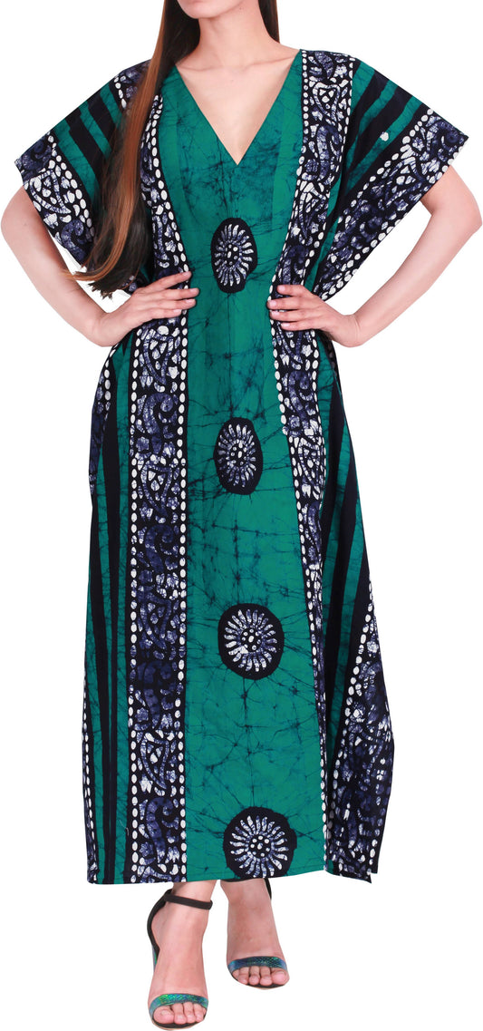 LA LEELA Women's Caftan Maxi Robe 3X-4X Sea Green-A30