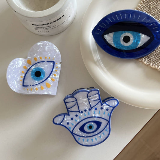 Hamsa Hand & Heart Evil Eye Design Hair Clip