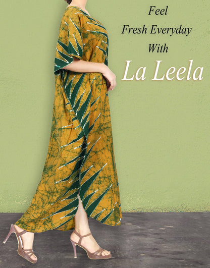 LA LEELA Women's Plus Size Boho Batik Caftan Long 133311