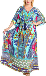 LA LEELA Women's Oversize Caftan Maxi Boho Nightwear 2X-3X C