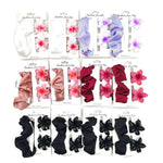 12pk Plumeria Stone Silky Cloth Scrunchies Claw Clip Set