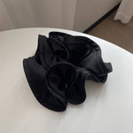 GIFTY - Solid Color Satin Scrunchie with Ruffle Detail