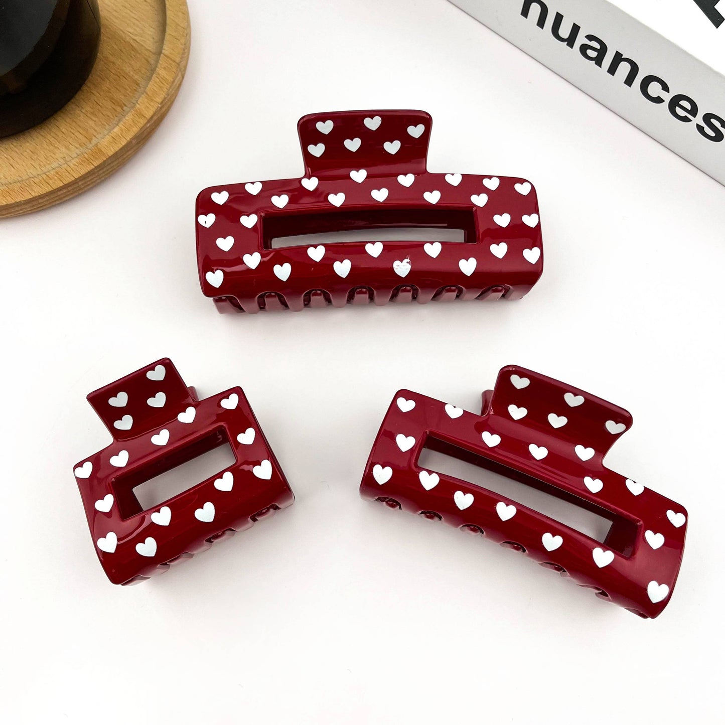 Square Heart Hair Claw Clip, Valentine’s Day Hair Accessory