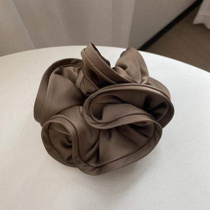 GIFTY - Solid Color Satin Scrunchie with Ruffle Detail