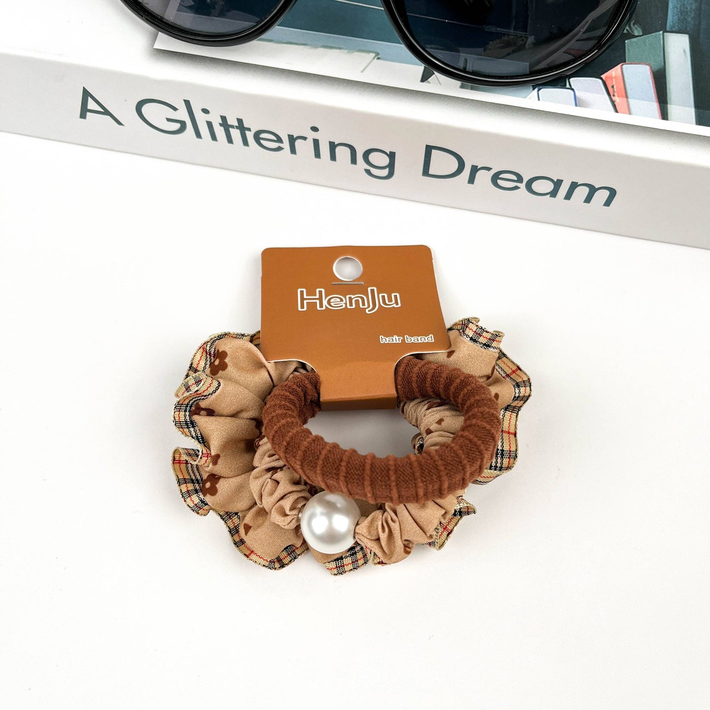 4pcs Brown Gentle Hair Tie Set, Autumn And Winter Hair Band