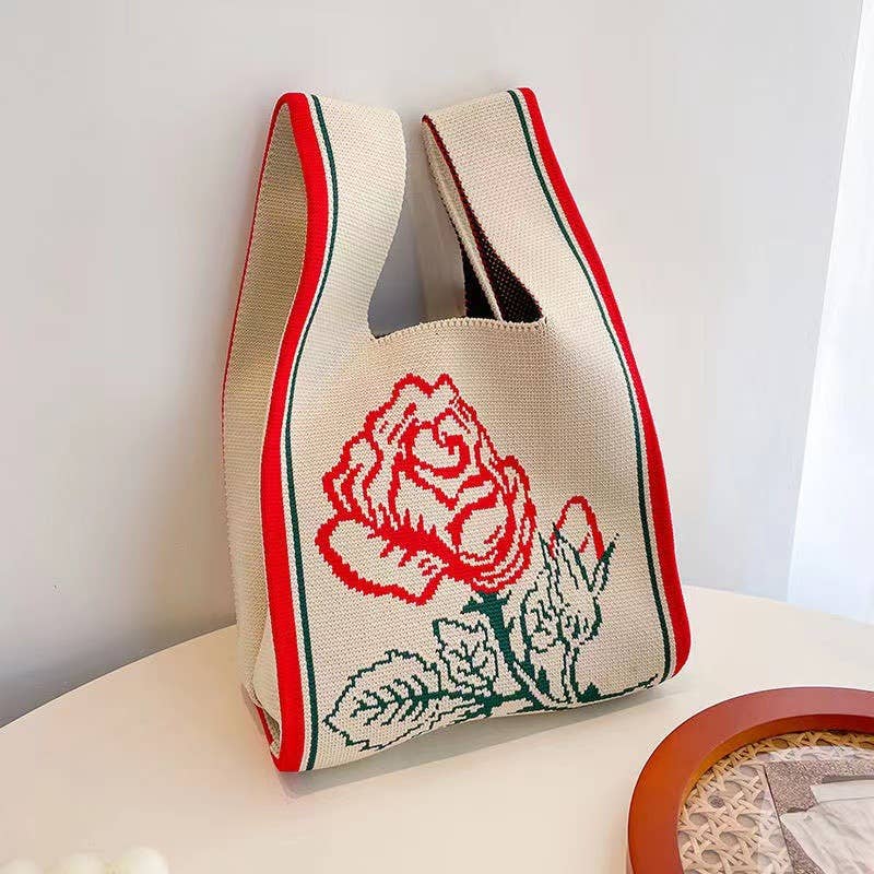 Handmade Knit Handbag for Women Mini Knot Casual Wrist Bag