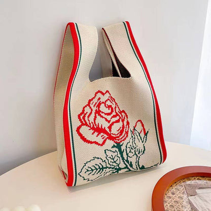 Handmade Knit Handbag for Women Mini Knot Casual Wrist Bag