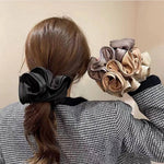 GIFTY - Solid Color Satin Scrunchie with Ruffle Detail