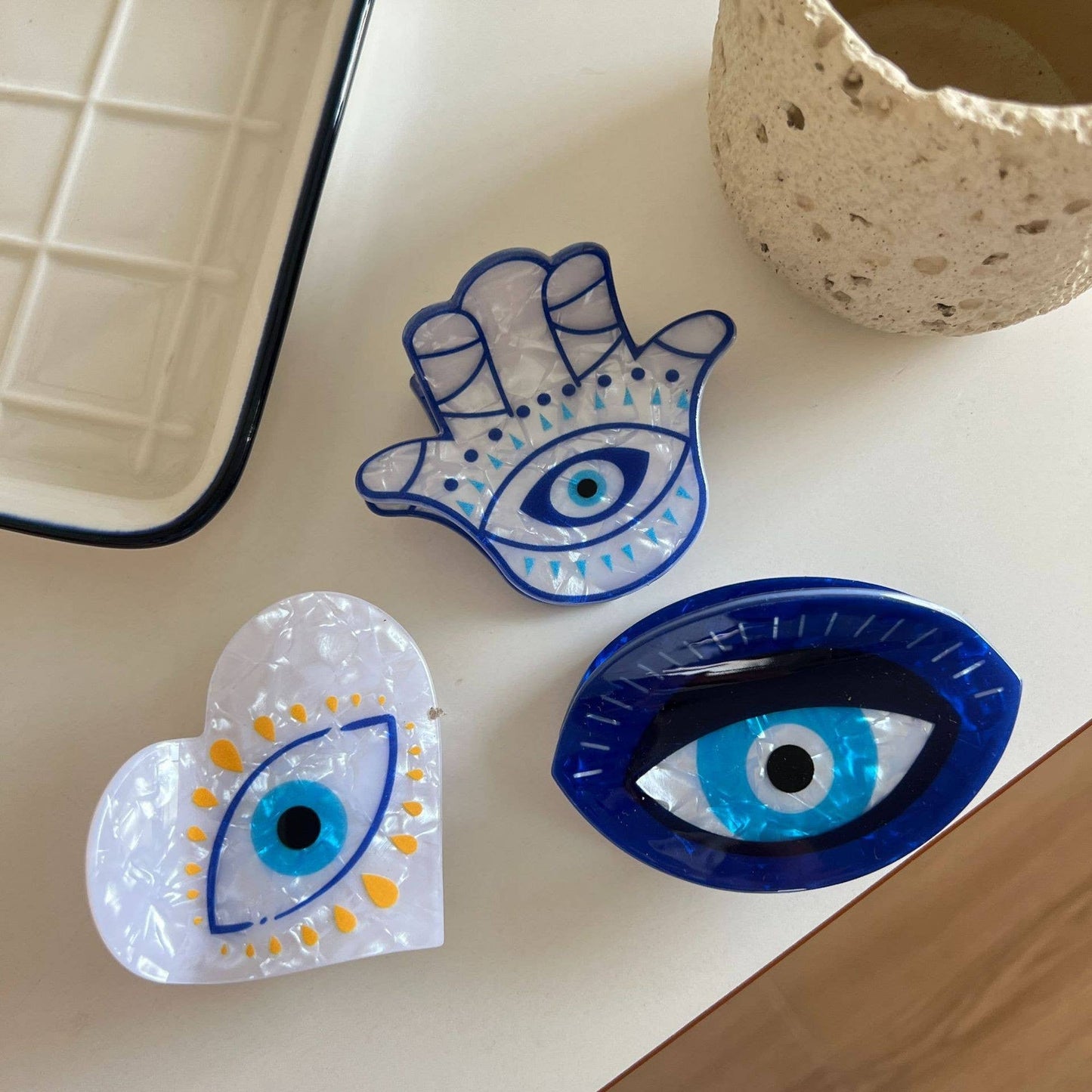 Hamsa Hand & Heart Evil Eye Design Hair Clip