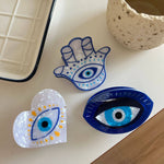 Hamsa Hand & Heart Evil Eye Design Hair Clip