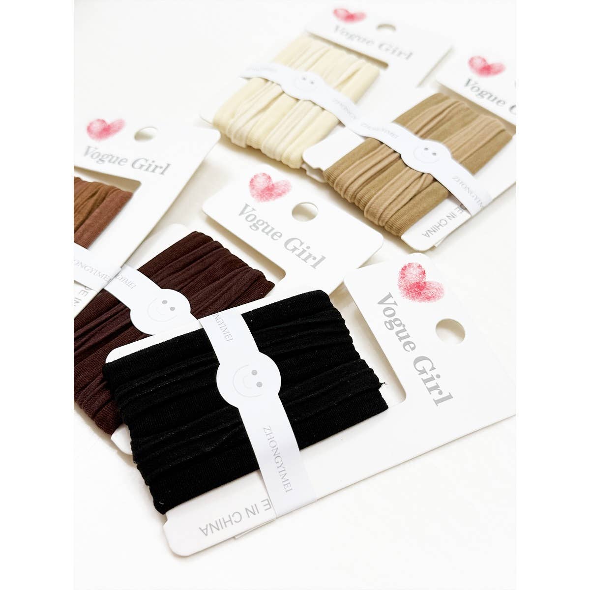Neutral Shade Seamless Ponytail Mixed Hair Ties