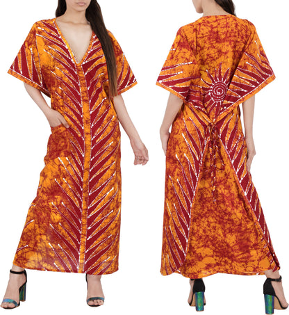 HAPPY BAY Women Fit Caftan Maxi 1X-2X Orange, Spikes