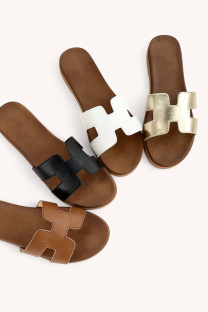 CRUCIAL-01 CUT-OUT DESIGN UPPER SLIP ON SANDALS