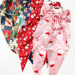 Christmas Printe Satin Hair Bow Clip