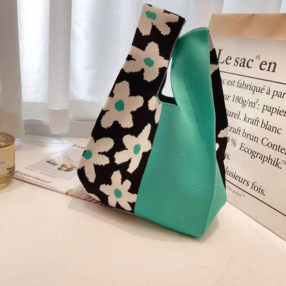 Handmade Knit Handbag for Women Mini Knot Casual Wrist Bag