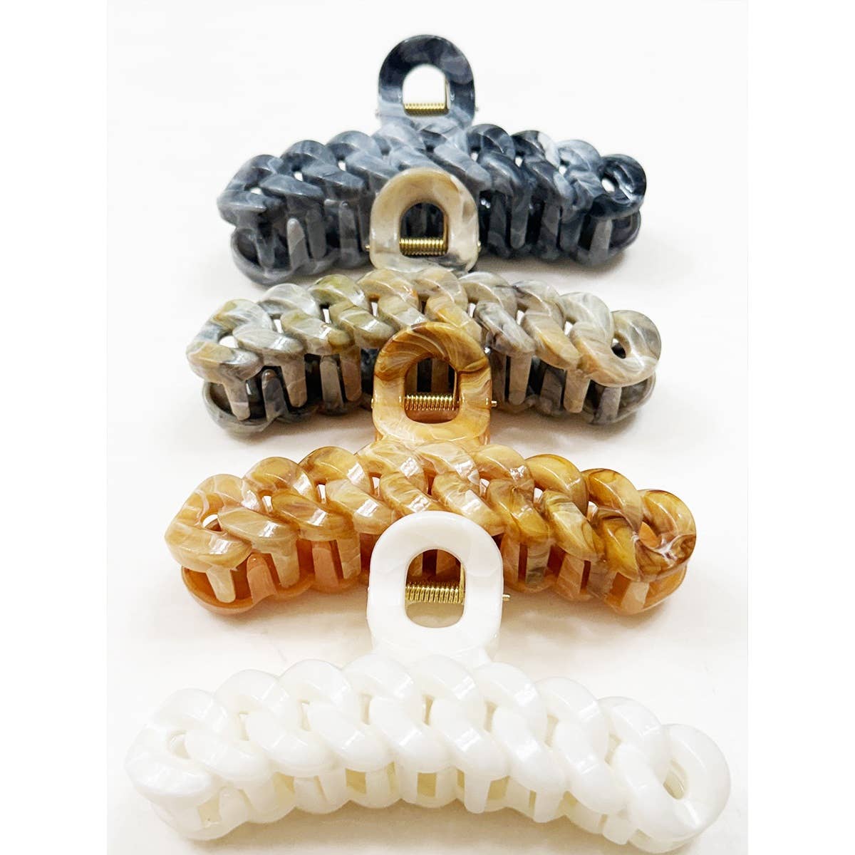 Neutral Tone Marble Chain Pattern Hair Claw Clip