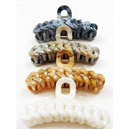 Neutral Tone Marble Chain Pattern Hair Claw Clip