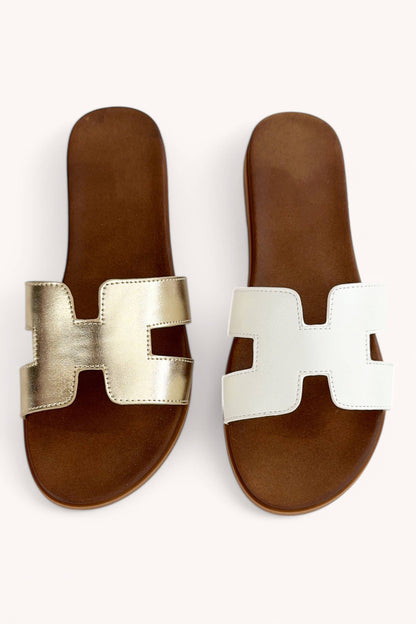 CRUCIAL-01 CUT-OUT DESIGN UPPER SLIP ON SANDALS